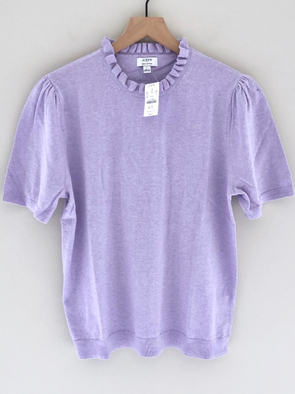 NWT J.Crew Factory Short-sleeve Cotton Ruffleneck Sweater